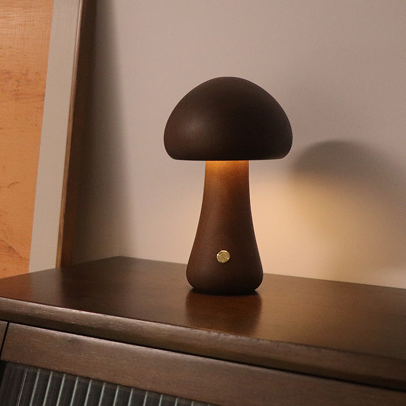 Wooden Cute Mushroom LED Night Light With Touch Switch - Lets Take It Now