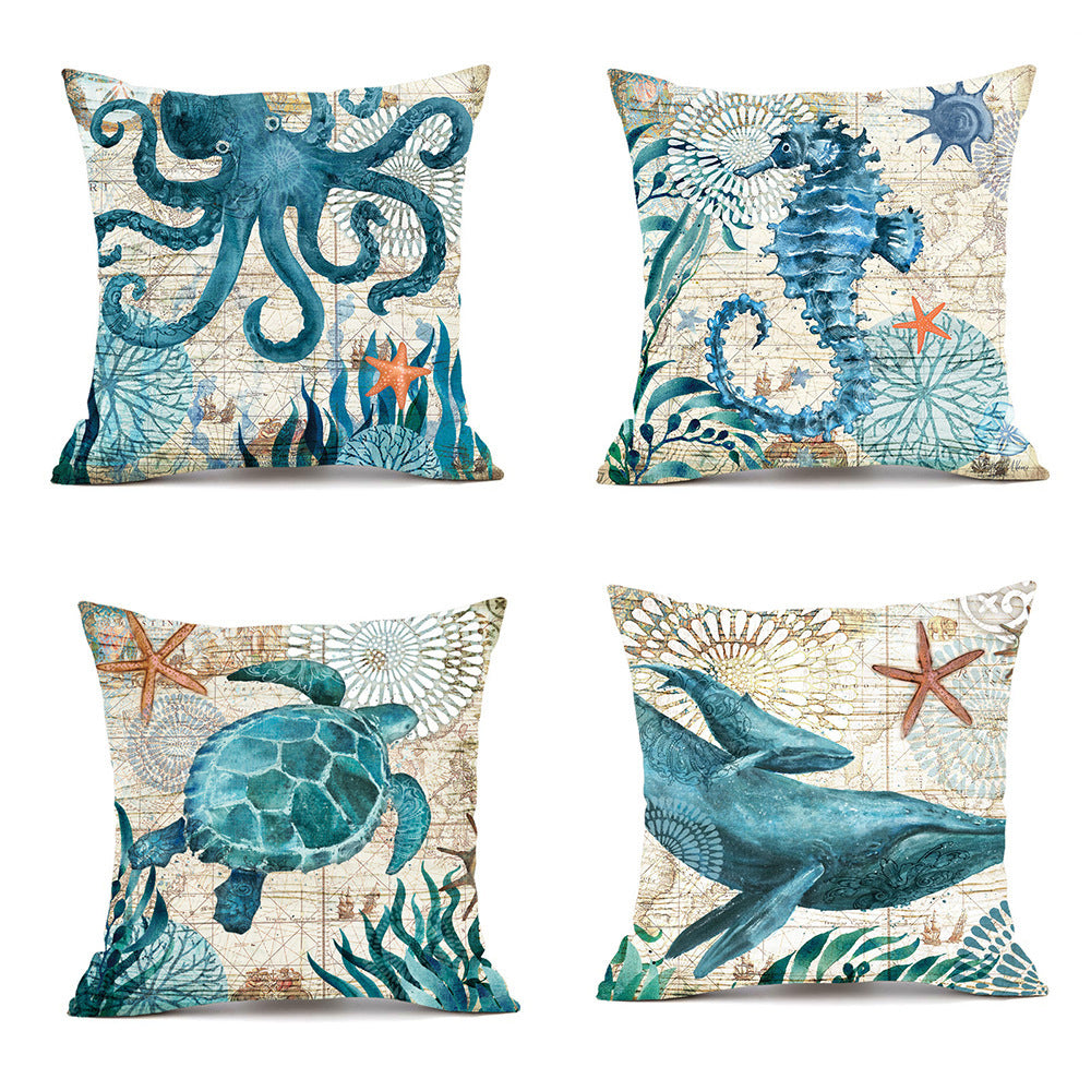 Cushion Covers Sea Turtle Printed Throw Pillow Cases - Lets Take It Now