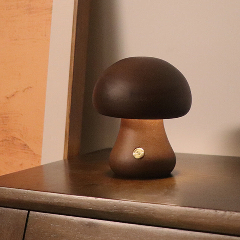 Wooden Cute Mushroom LED Night Light With Touch Switch - Lets Take It Now