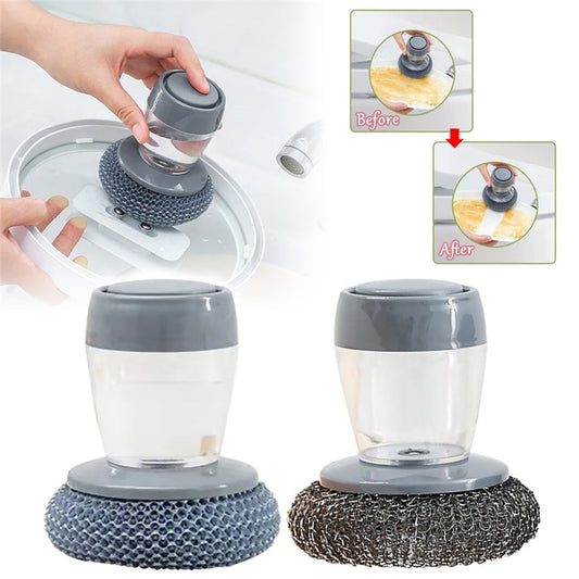 Best Kitchen Push-type Soap Dispensing Palm Brush Cleaner For Dishwashing - Lets Take It Now