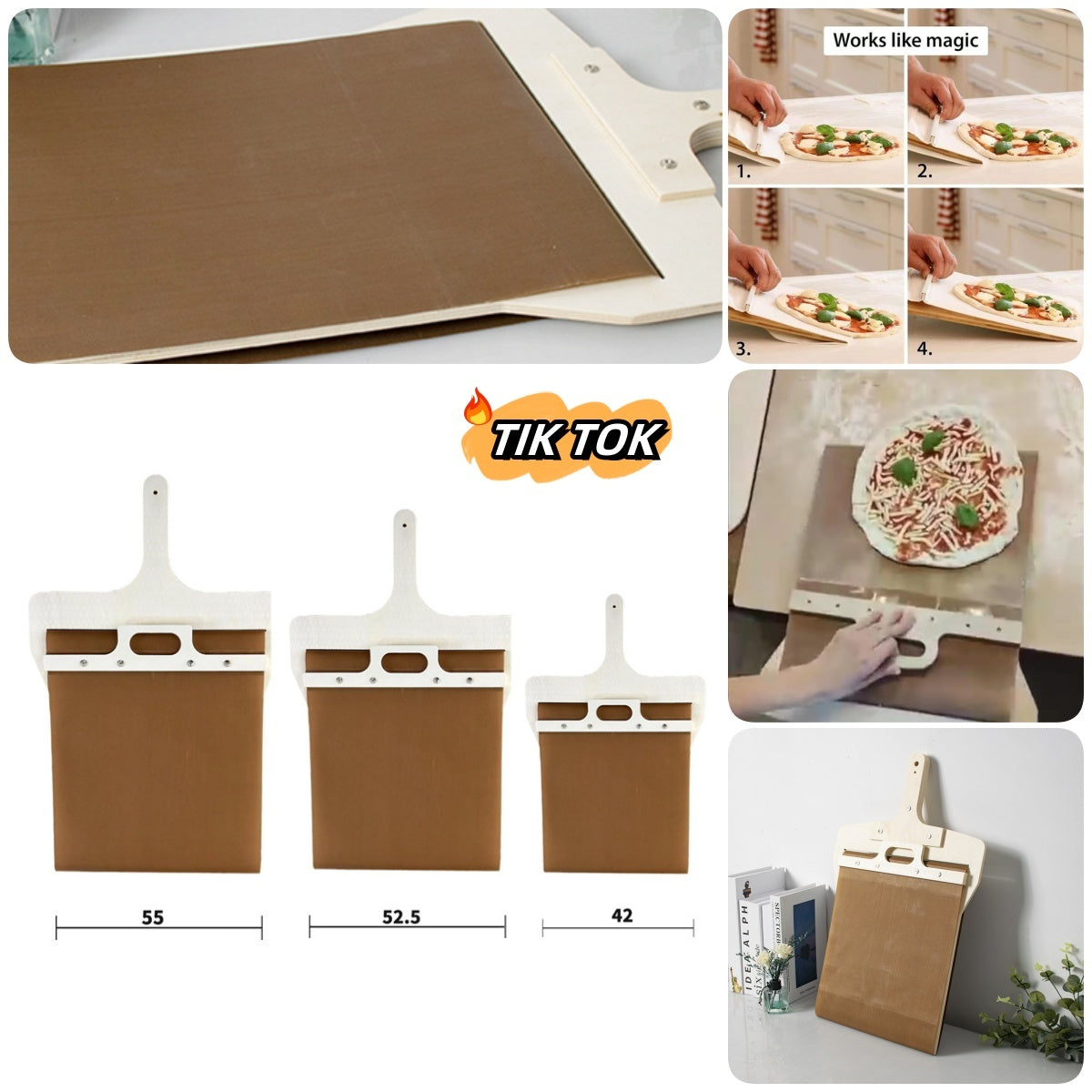 Wooden Sliding Pizza Peel Shovel Storage Board - Lets Take It Now