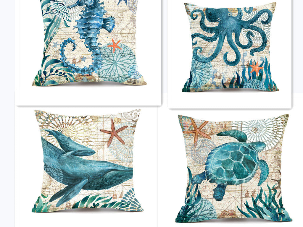 Cushion Covers Sea Turtle Printed Throw Pillow Cases - Lets Take It Now