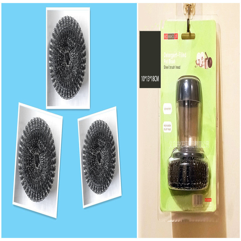 Best Kitchen Push-type Soap Dispensing Palm Brush Cleaner For Dishwashing - Lets Take It Now