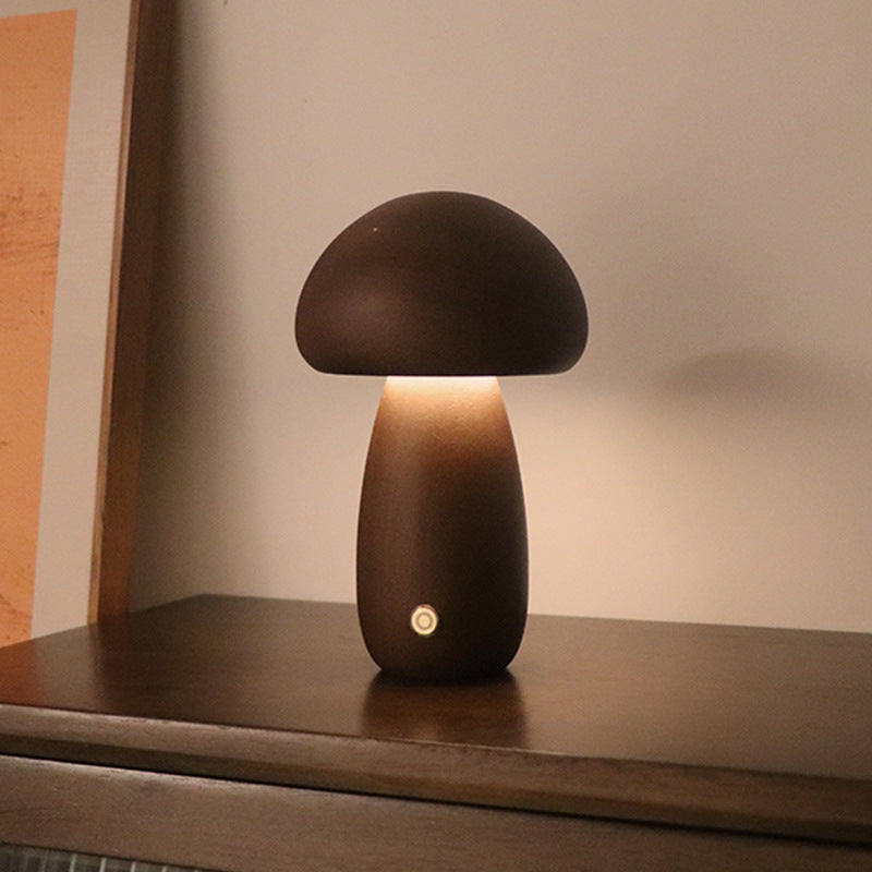 Wooden Cute Mushroom LED Night Light With Touch Switch - Lets Take It Now